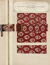 Campione di chintz lucido in cotone da Poonary, acquistato a Madras, da The Collection of the Textile Manufacturers of India, di John Forbes Watson, pubblicato nel 1866