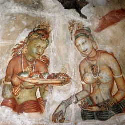 Veduta della domestica (affresco della roccia del leone, V secolo)