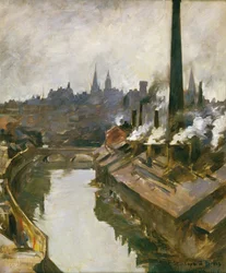Sheffield: Fiume e Ciminiere Fumanti