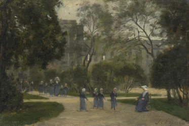 Suore e scolarette nei Giardini delle Tuileries, Parigi, 1870-1880