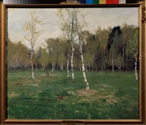 In maggio. Dipinto di Stanislav Yulianovich Zhukovsky (1873-1944), olio su tela