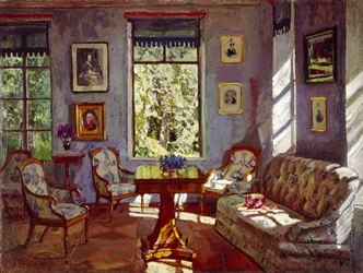 Il salotto nella Manor House Rozhdestveno, 1916