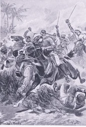 Cavalleria volontaria fuori Lucknow, 30 giugno 1857, illustrazione da British Battles on Land and Sea, 1915