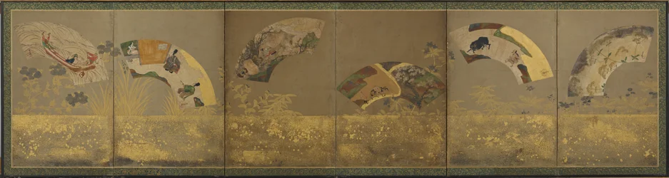 Sei ventagli: soggetti vari, periodo Momoyama o Edo, 1590-1640
