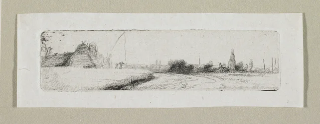 Piccolo paesaggio con villaggio lontano