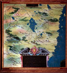 Mappa del Sud Africa (Mozambico) realizzata da Stefano Bonsignori (? -1589) cosmografo e pittore italiano. Intorno al 1581. Firenze, Palazzo Vecchio, Sala del Mappamondo