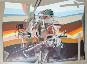 Figure surreali di paesaggio onirico