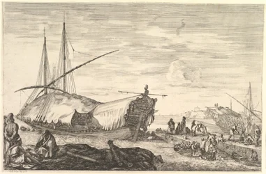 Una galea coperta di vele, da «Vedute del porto di Livorno» (Vues du port de Livourne)