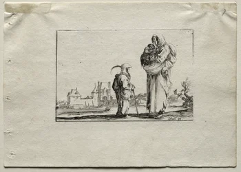 Capricci: Mendicante con un bambino e una bambina