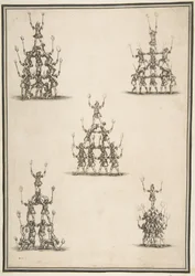 Cinque gruppi di acrobati, 1652