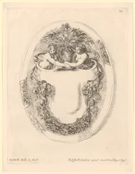 Cartuccia con due donne e un vaso di fiori