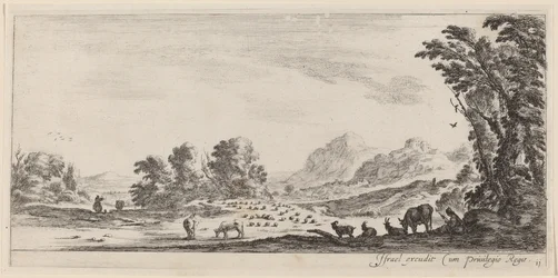 Paesaggio con pastore che guarda il suo gregge, prima del 1647