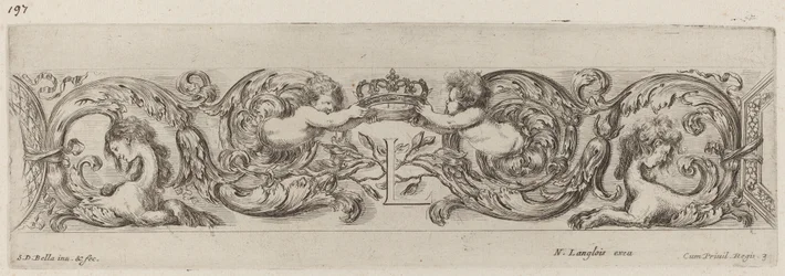 Fregio ornamentale con lettera L Luigi XIV, probabilmente 1648