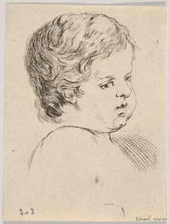 Tavola 12: testa di un bambino, da Il libro per imparare a disegnare Livre pour apprendre..., ca. 1649