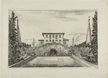 Facciata sud della villa e il grande prato, da Vedute della Villa Pratolino