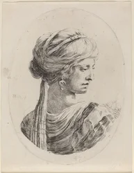 Sultana con turbante velato, vista da dietro