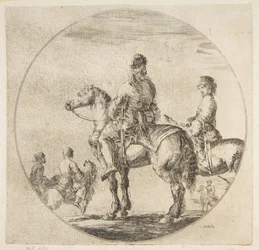 Due cavalieri polacchi con i loro cavalli rivolti a sinistra, ca. 1651