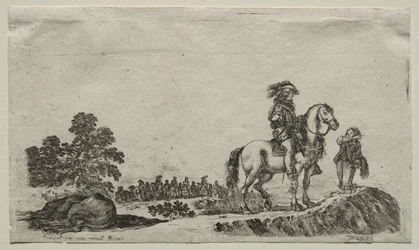 Varie figure e paesaggi: un cavaliere smarrito che chiede la strada, 1649