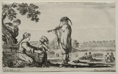 Varie figure e paesaggi: Un violinista, 1649