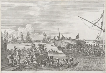 Partenza di una galea nel porto di Livorno