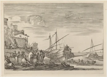 Veduta di diverse case di fronte al porto