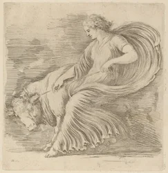 Donna con un giovane toro