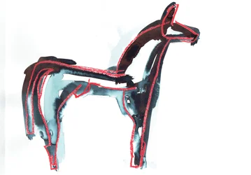 Cavallo III, 2016 (pastello a olio e tintura per tessuti su carta)