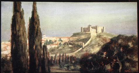 Spoletto, il luogo di nascita di San Benedetto, illustrazione da 