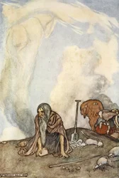 Il cavallo bianco era svanito dai loro occhi come una ghirlanda di nebbia, illustrazione da 