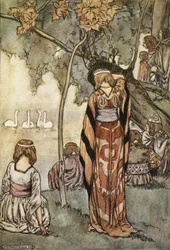 Fecero un accampamento e i cigni cantarono per loro, illustrazione da 