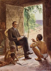 Illustrazione della vita del vescovo Patteson (litografia a colori)