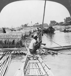 Zattere sul fiume Irrawaddy, Mandalay, Birmania, 1908