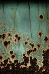 Patina color verde acqua e ruggine