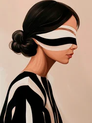 Elegante donna con gli occhi bendati