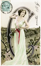 C: Bianca Toledo, artista, cantante e ballerina sivigliana della Belle Epoque - Casino de Paris, Folies Bergere, Jardin de Paris - Alfabeto in cartolina