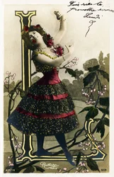 L: Luz Chavita, attrice e ballerina della Belle Époque - Opéra Comique, Parigi - Alfabeto in cartolina