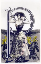 P: Mlle Lolita, artista degli anni 1900 - alfabeto in cartolina