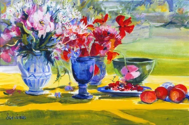 Fiori di mezza estate su un tavolo da giardino, 1993