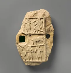 Placca di rilievo con scena di banchetto, c.2600-2500 a.C.