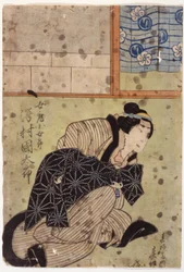 Sawamura Kunitarō II come la moglie Kojorō, dal dramma Hanafubuki Utanonadokoro