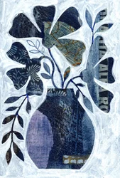 Collage floreale blu