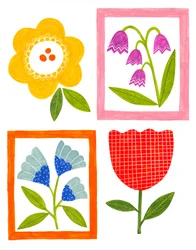 Fiori colorati in stile folk