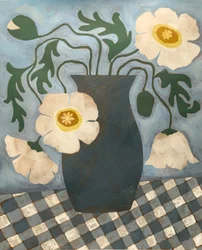 Papaveri bianchi in un vaso blu