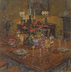 Sala da pranzo con gerani