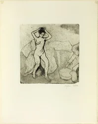 Catherine prepara il bagno e Louise, nuda, si sistema i capelli