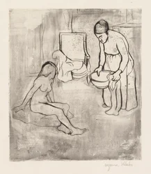 Nonna e Louise, nuda seduta a terra
