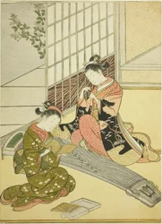 Oche discendenti dei ponti di Koto (Kotoji no rakugan), dalla serie "Otto vedute del salotto (Zashiki hakkei)"