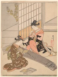 Oche discendenti dei ponti Koto (Kotoji no rakugan), dalla serie "Otto vedute del salotto (Zashiki hakkei)"