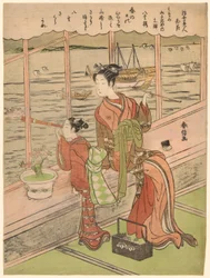 Ciliegio a doppio fiore: Motoura del Minami Yamasakiya, dalla serie "Bellezze del mondo fluttuante paragonate ai fiori"
