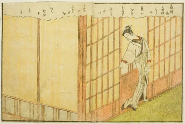 Illustrazione a doppia pagina dal vol. 1 di "Libro illustrato dei broccati di primavera (Ehon haru no nishiki)"